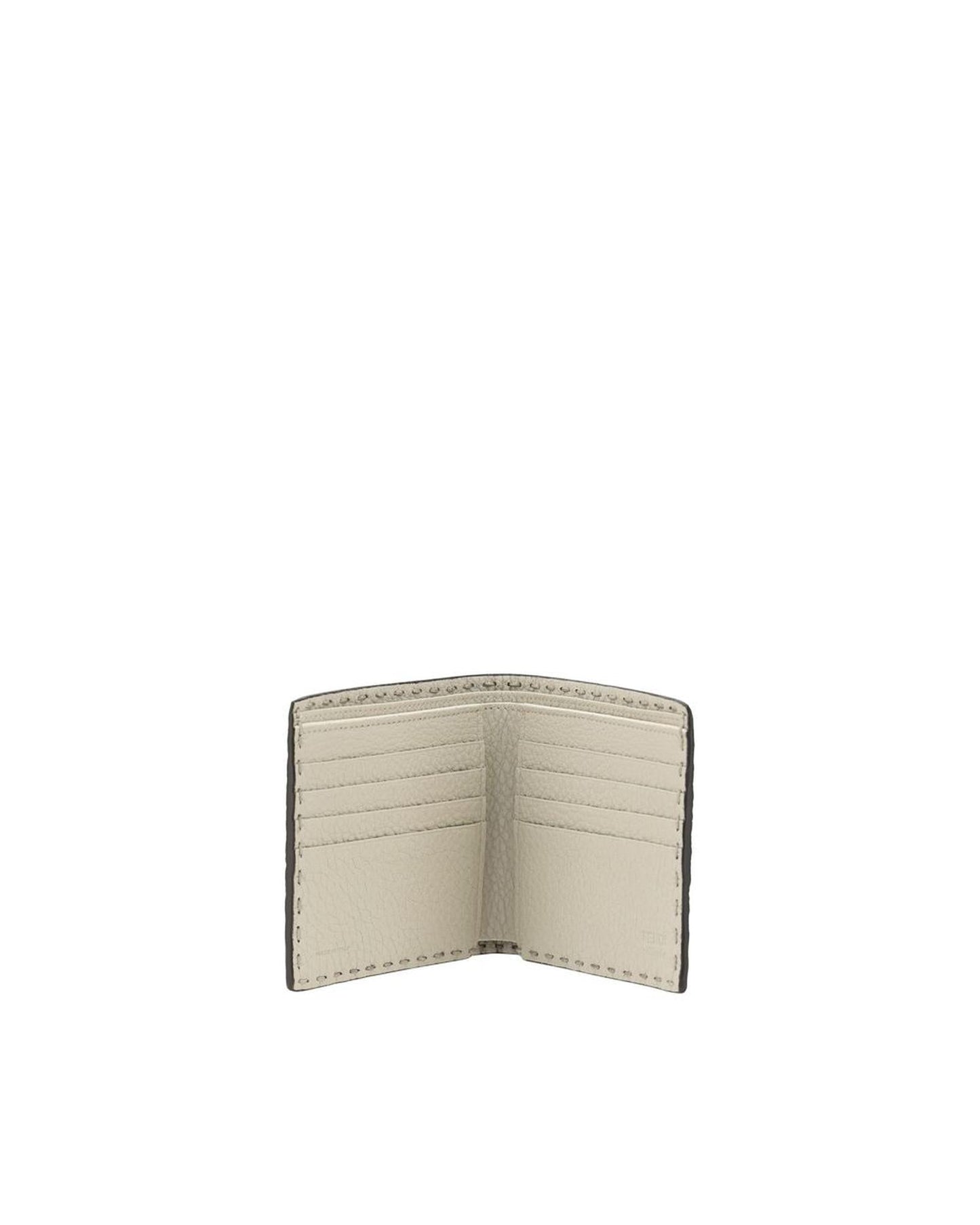 Fendi Leather Wallet with Stitching Detail Men Brown Wallets & Pouches