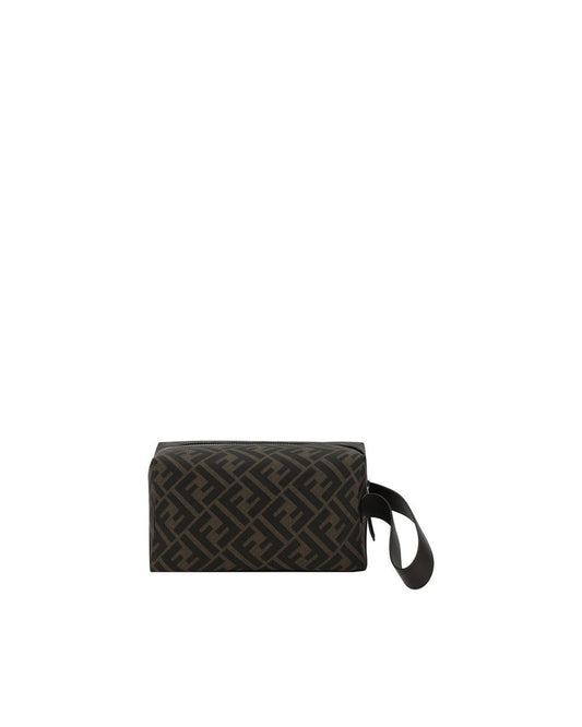 Fendi LogoPrint Travel Case FF motif Men Brown Other ONE SIZE Brown