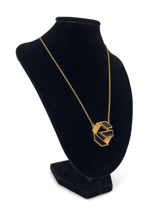 Givenchy G Logo 24K Gold Plated Geometric Pendant Necklace
