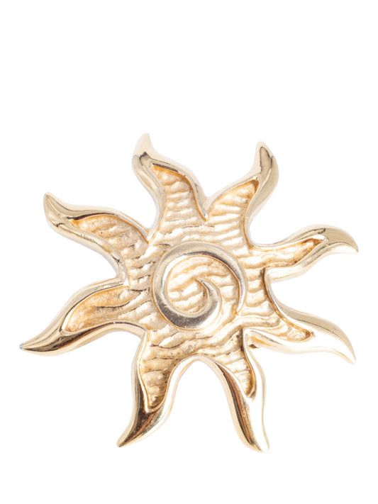Givenchy G Logo 24K Gold Plated Sun Brooch Pin Gold