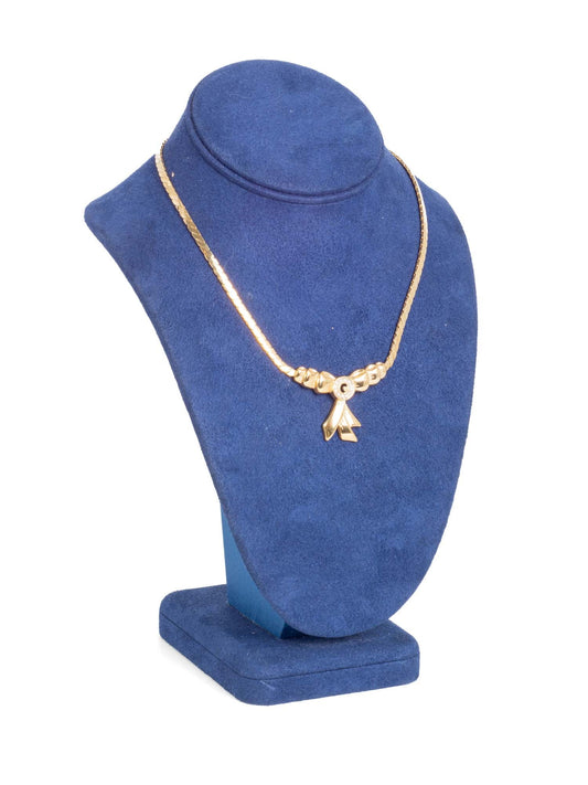 Givenchy G Logo Rhinestone Bow 24K Gold Plated Necklace