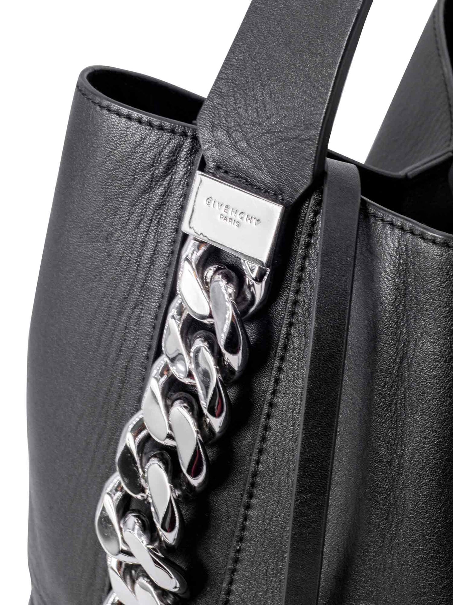 Givenchy Leather Infinity Chain Bucket Bag Black