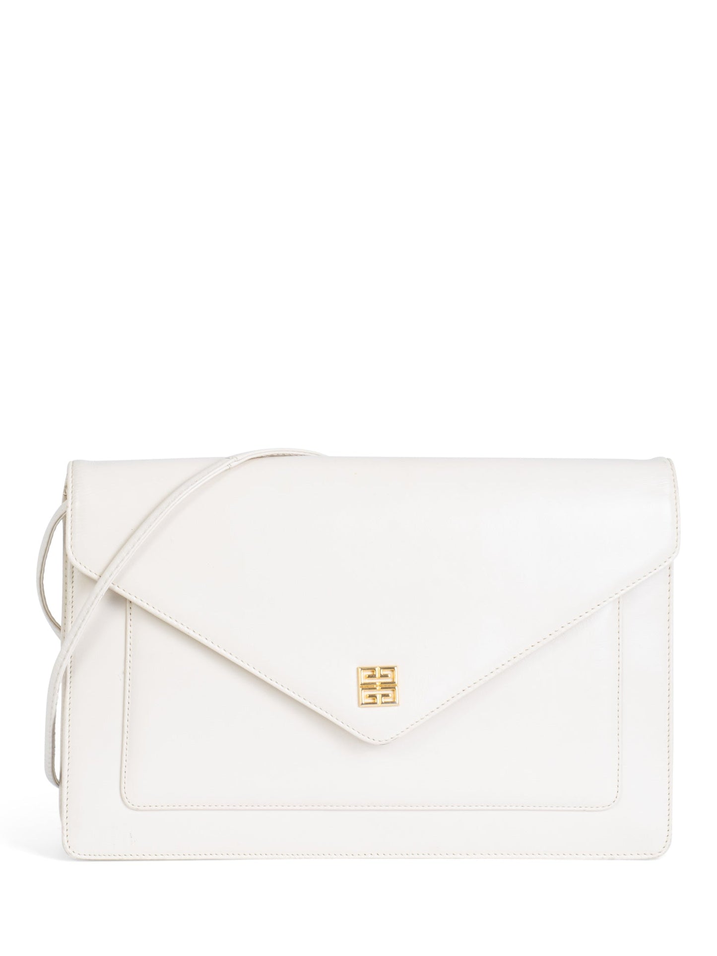 Givenchy Logo Leather Envelope Flap Messenger Bag Ivory
