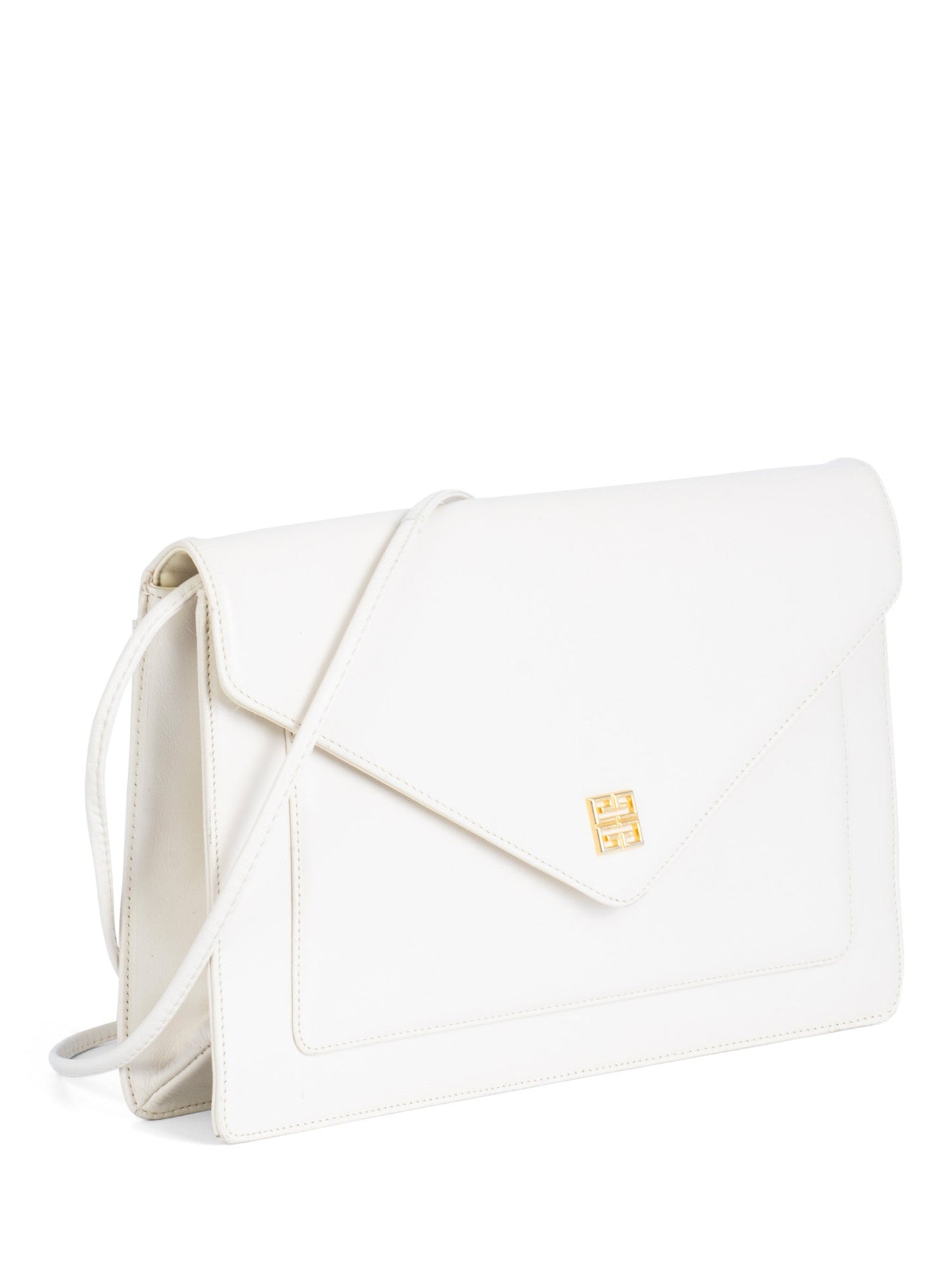 Givenchy Logo Leather Envelope Flap Messenger Bag Ivory