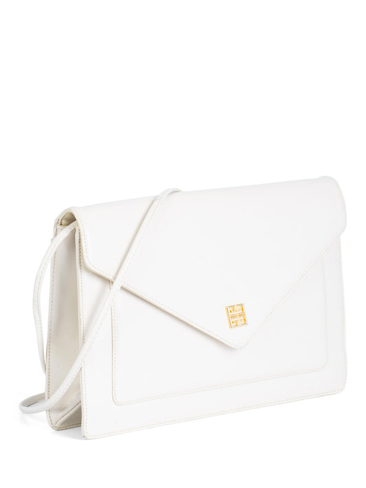 Givenchy Logo Leather Envelope Flap Messenger Bag Ivory