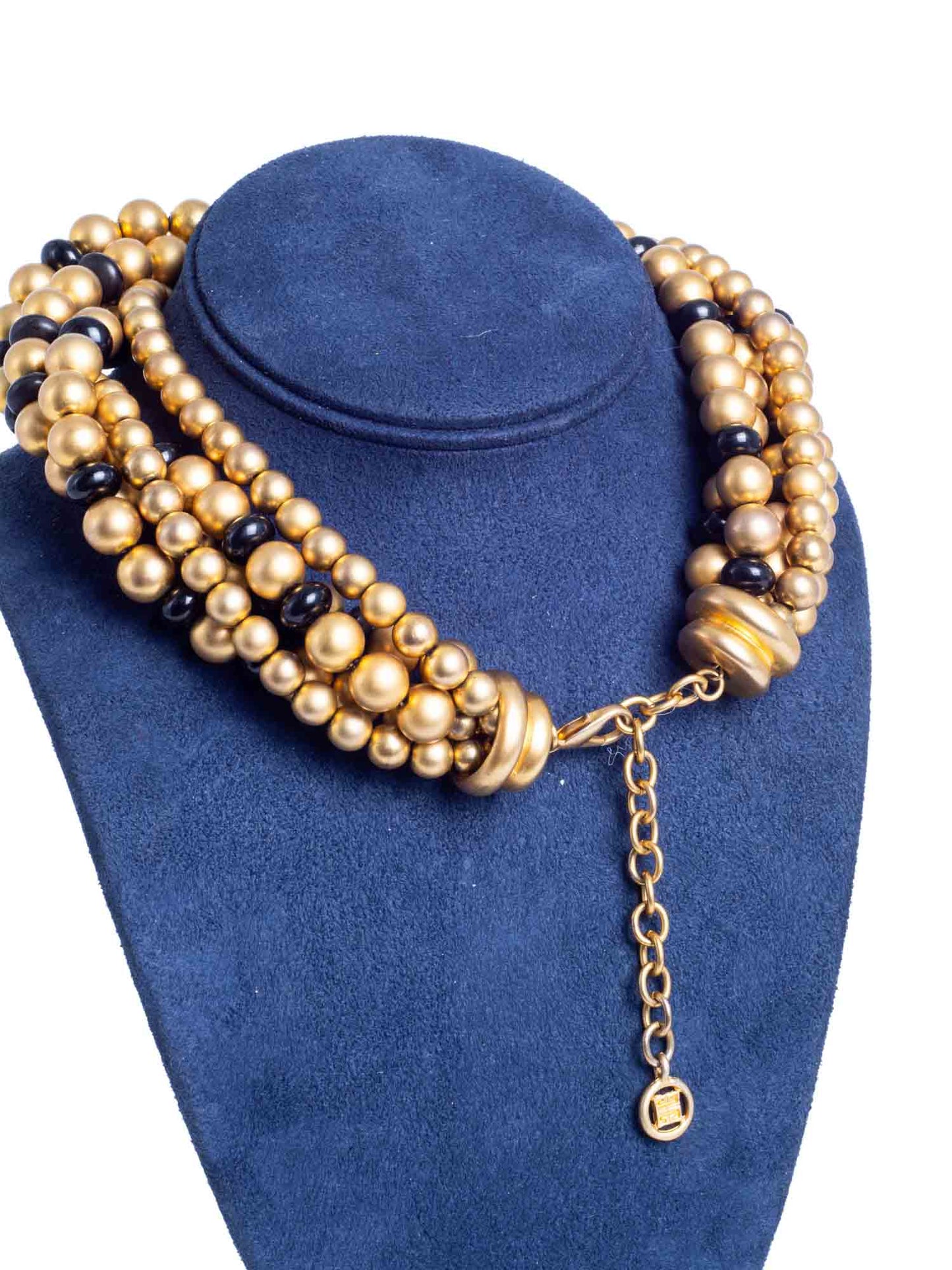 Givenchy Logo Multi Strand Choker Necklace Black Gold