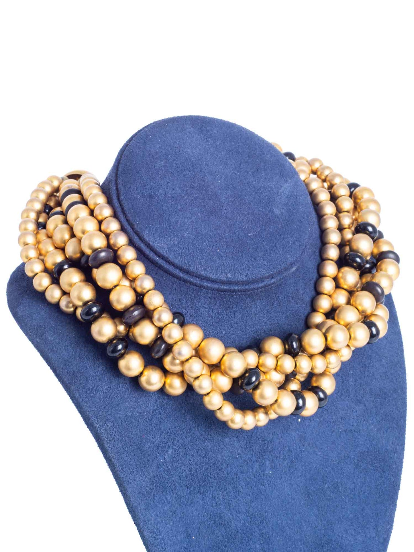 Givenchy Logo Multi Strand Choker Necklace Black Gold
