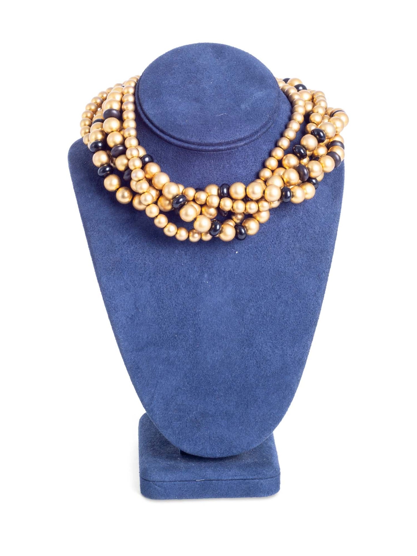 Givenchy Logo Multi Strand Choker Necklace Black Gold