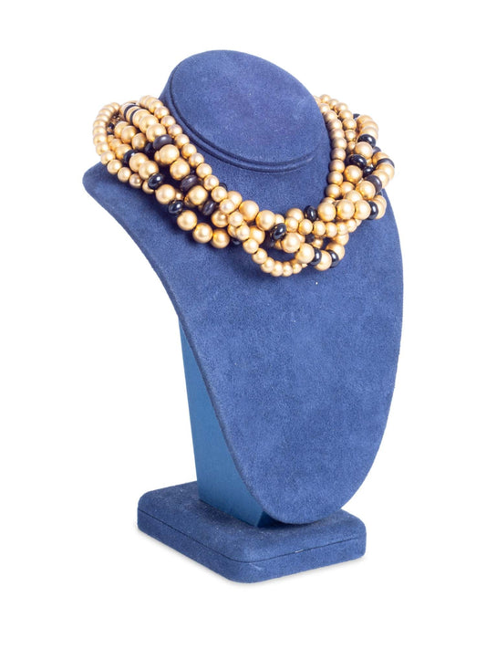 Givenchy Logo Multi Strand Choker Necklace Black Gold