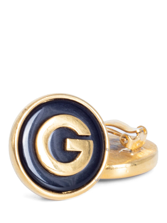 Givenchy Vintage G Logo 24K Gold Plated Clip On Earrings