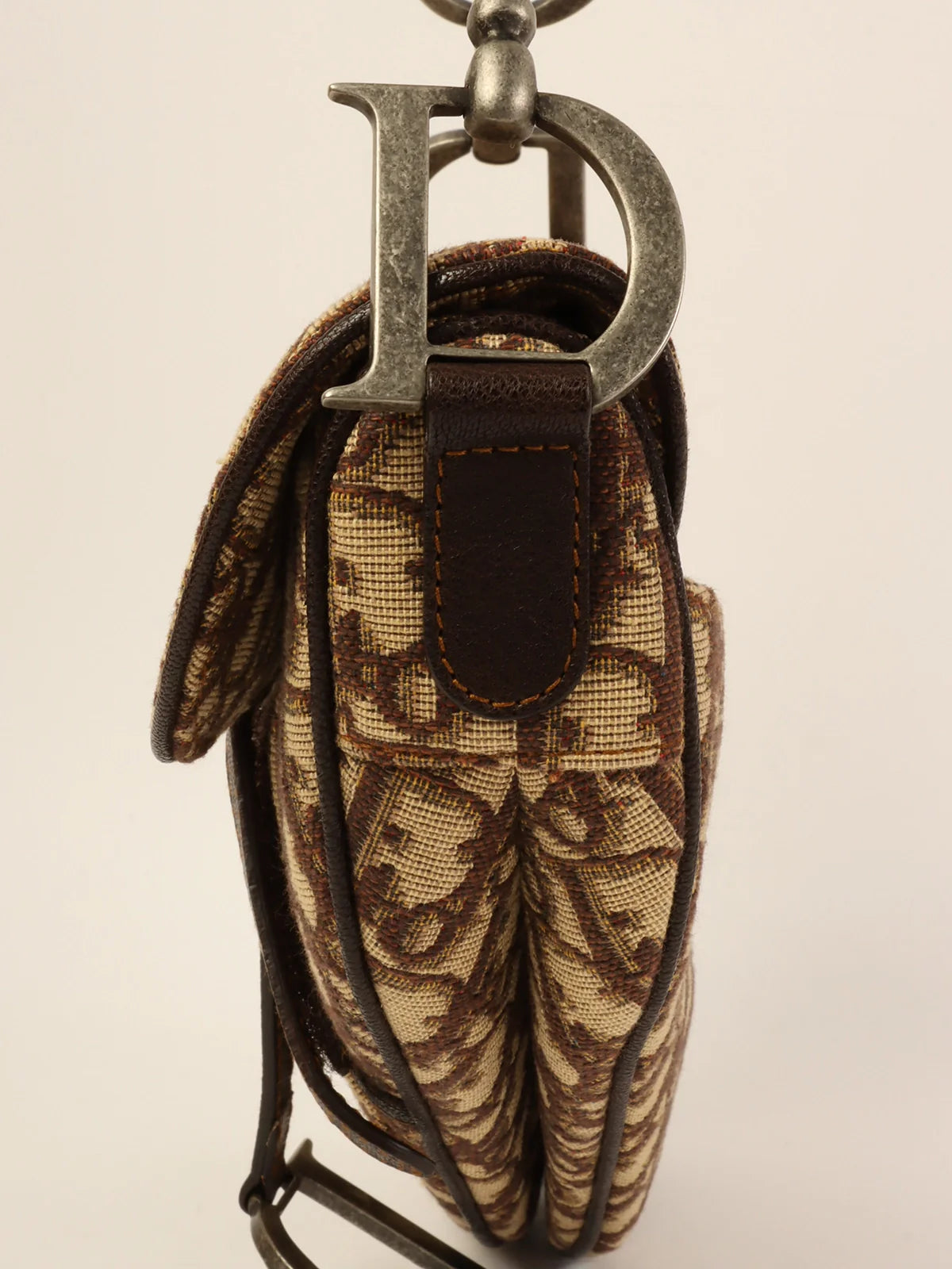 DIOR Trotter Pattern Saddle Bag Brown