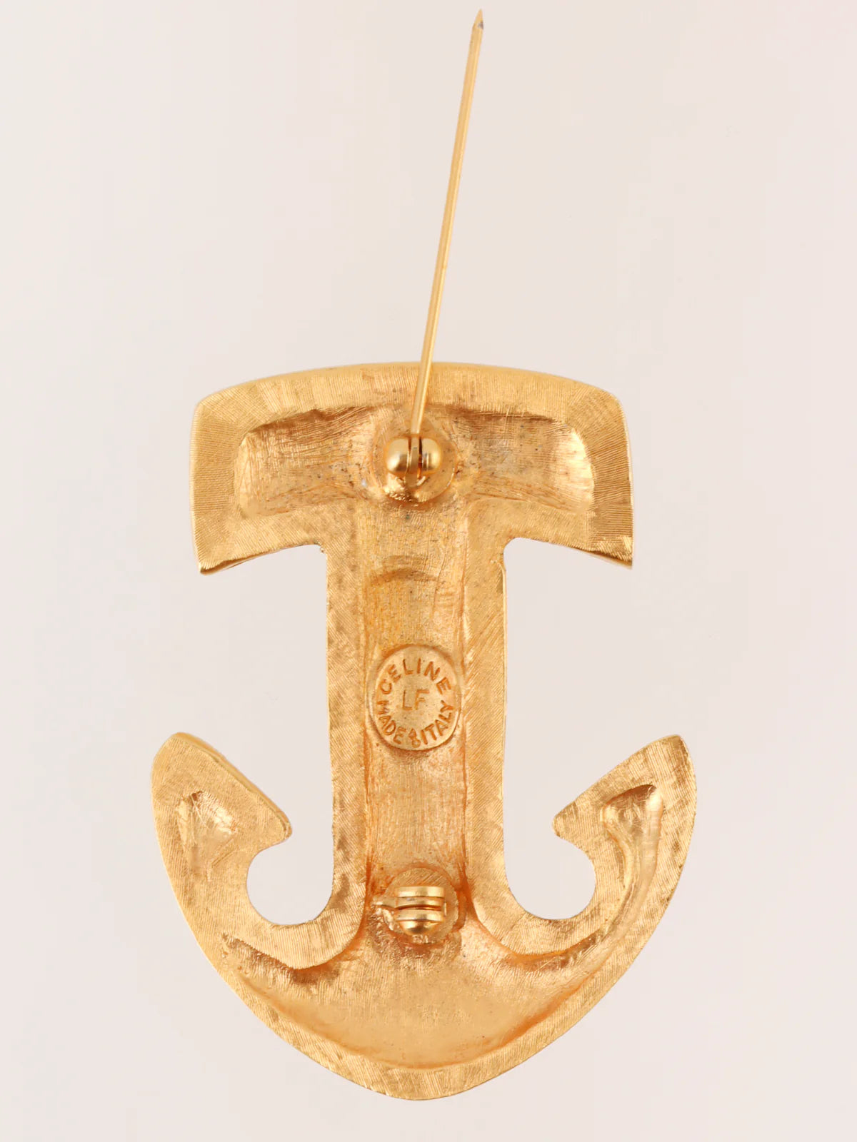 CELINE Anchor Motif Logo Brooch Gold