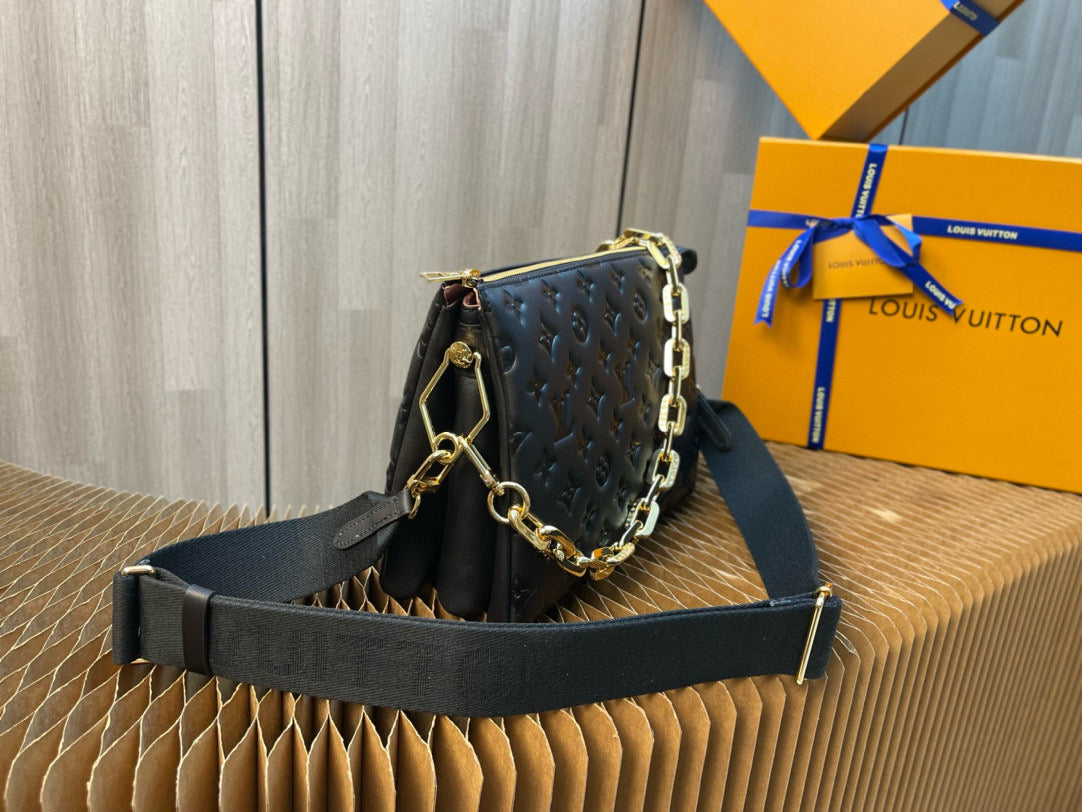 Louis Vuitton Coussin PM 26cm Black Monogram Empreinte Calfskin
