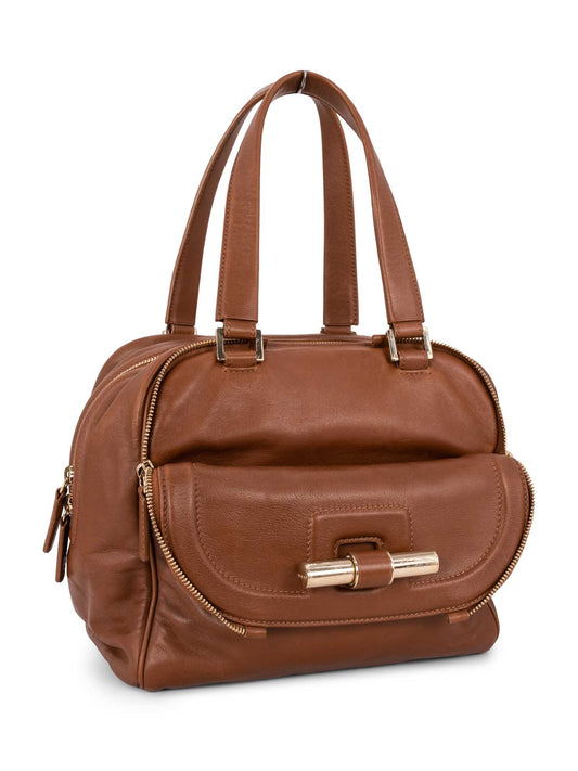 Jimmy Choo Leather Small Justine Bag Brown