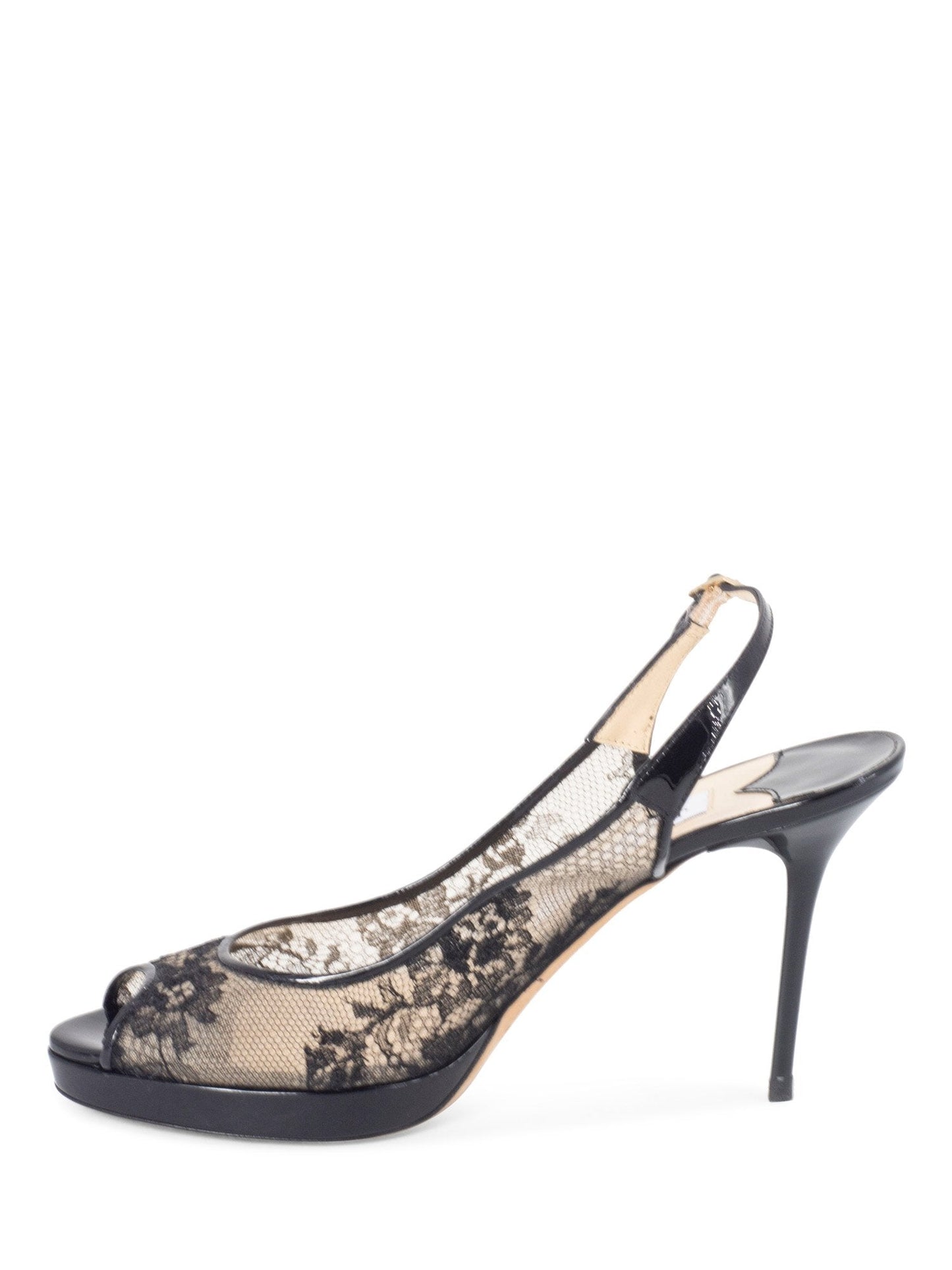 Jimmy Choo Patent Leather Lace Platform Shoes Black