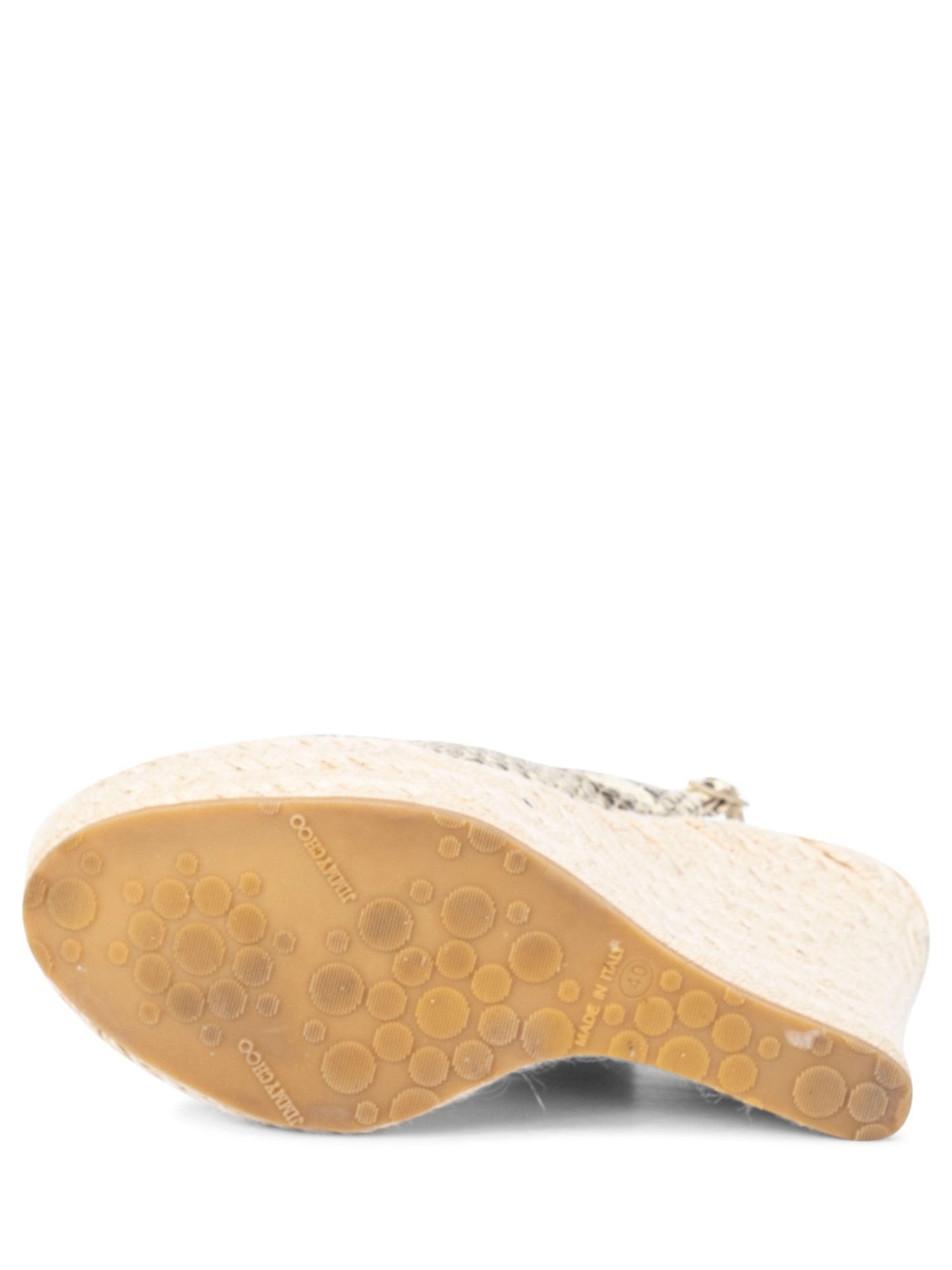 Jimmy Choo Snakeskin Slingback Platform Wedge Sandals Beige