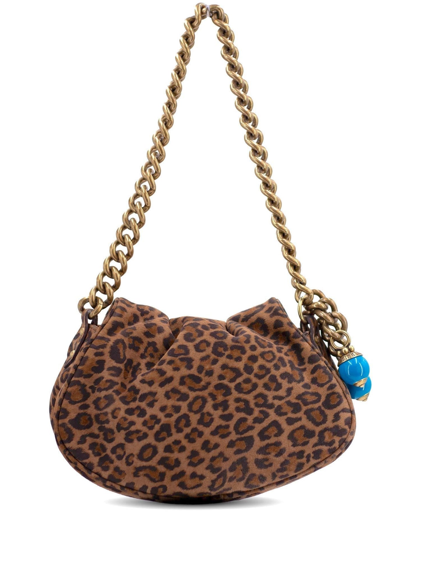 Jimmy Choo Suede Leopard Print Tassel Flap Bag Brown