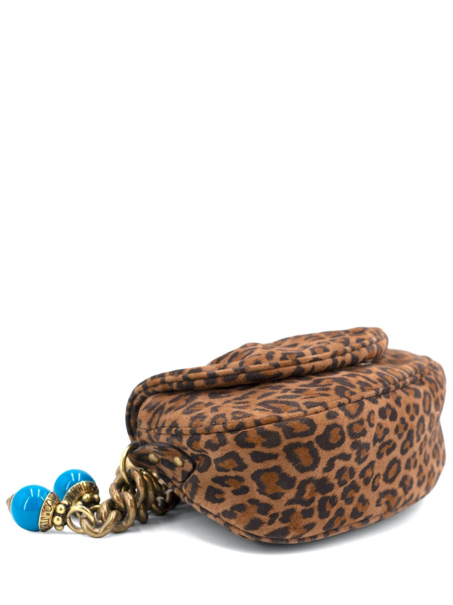 Jimmy Choo Suede Leopard Print Tassel Flap Bag Brown