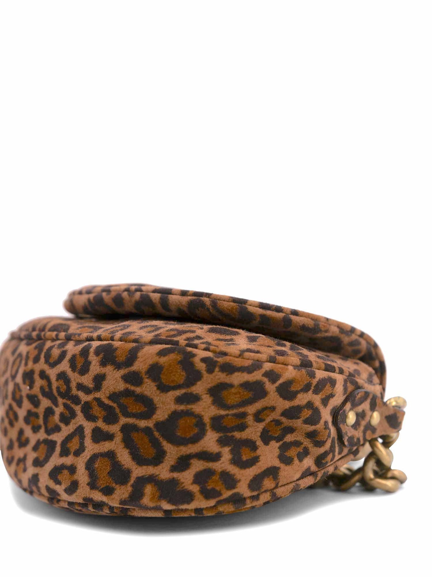 Jimmy Choo Suede Leopard Print Tassel Flap Bag Brown