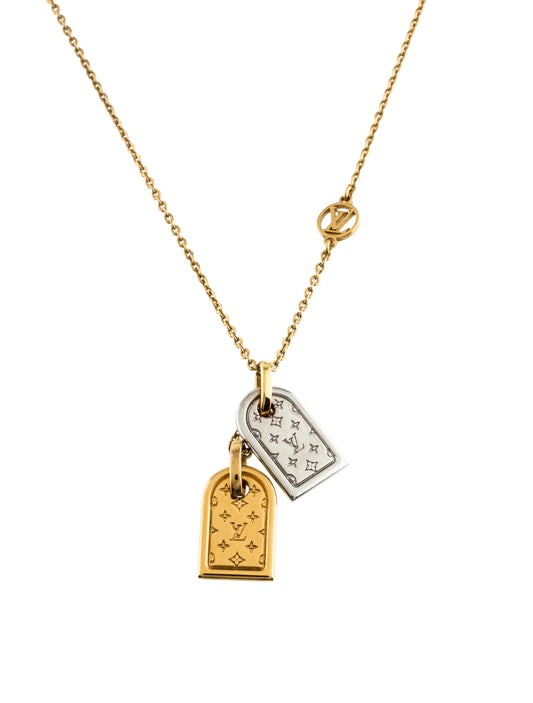 Louis Vuitton NANOGRAM TAG PINK GOLD NECKLACE