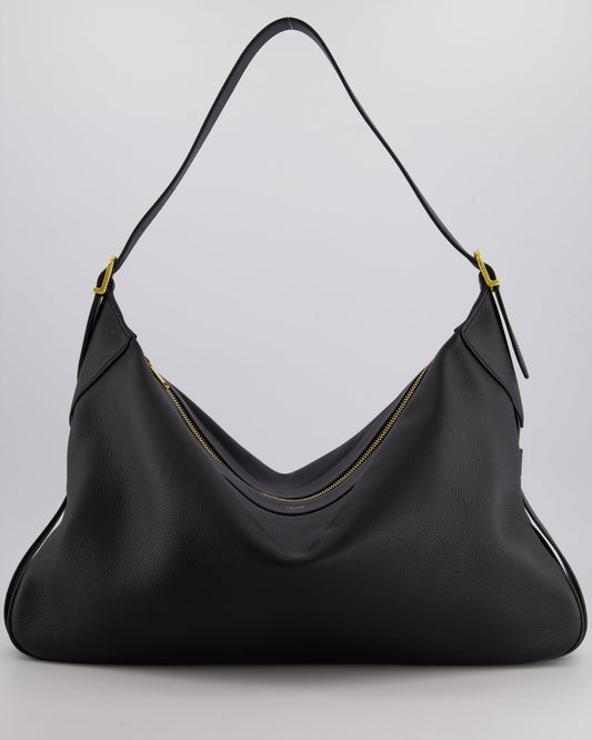 Celine Black Medium Romy Shoulder Bag in Supple Grained Calfskin Leather with Gold Hardware RRP £2,300