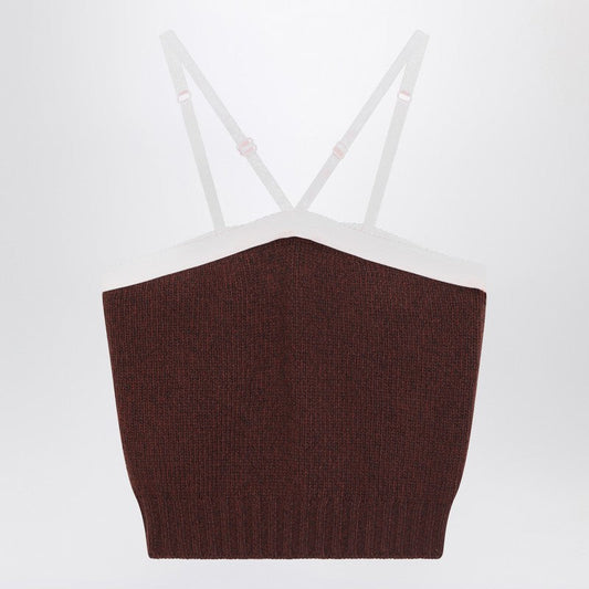 Prada Top In Brown Wool And Cashmere Women