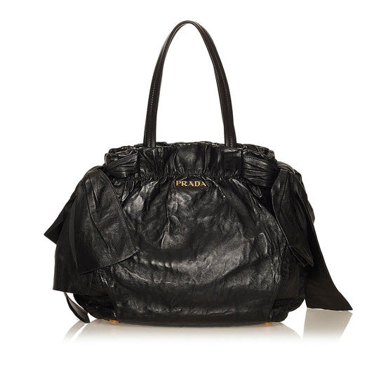 Prada Bow Lambskin Leather Shoulder Bag (SHG-29520)