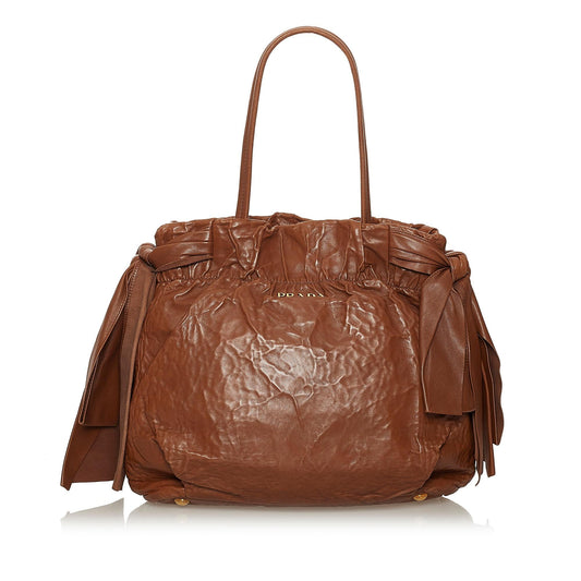 Prada Bow Nappa Leather Satchel (SHG-37318)