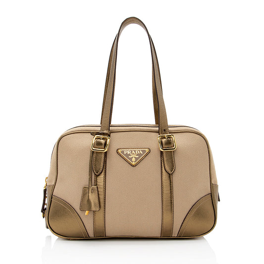Prada Bowling Metallic Satchel (SHF-21637)