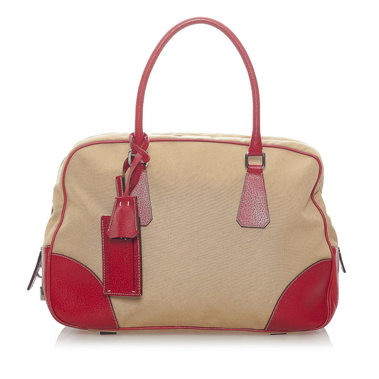 Prada Canapa Bauletto Canvas Tote Bag (SHG-33400)