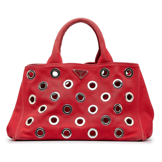 Prada Canapa Grommet Satchel (SHG-Z2PRKC)