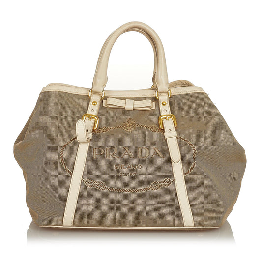 Prada Canapa Logo Canvas Satchel (SHG-25823)