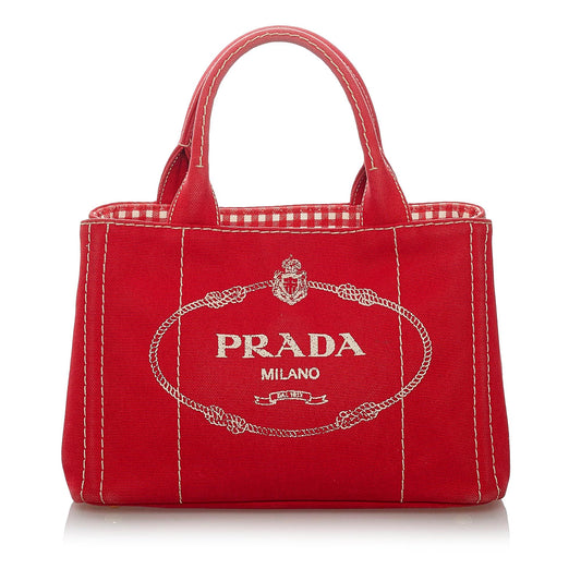 Prada Canapa Logo Canvas Satchel (SHG-29627)