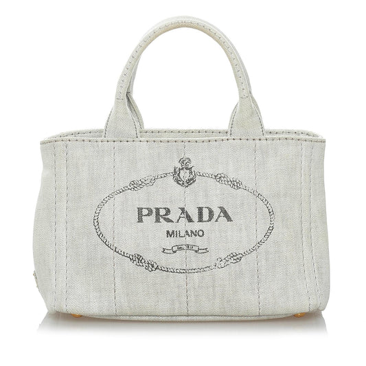Prada Canapa Logo Canvas Satchel (SHG-29742)