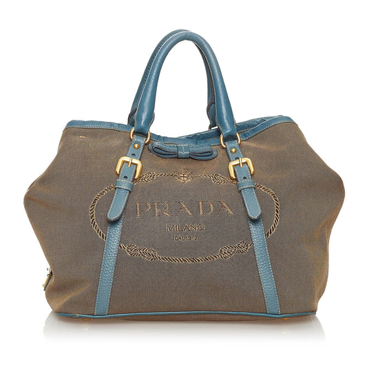 Prada Canapa Logo Canvas Satchel (SHG-30063)