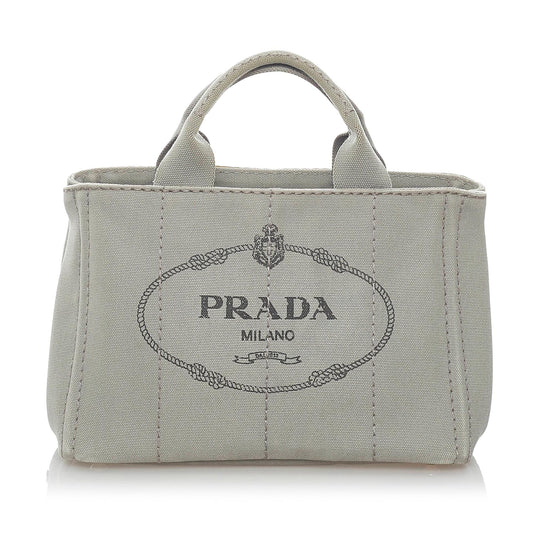 Prada Canapa Logo Canvas Satchel (SHG-30961)