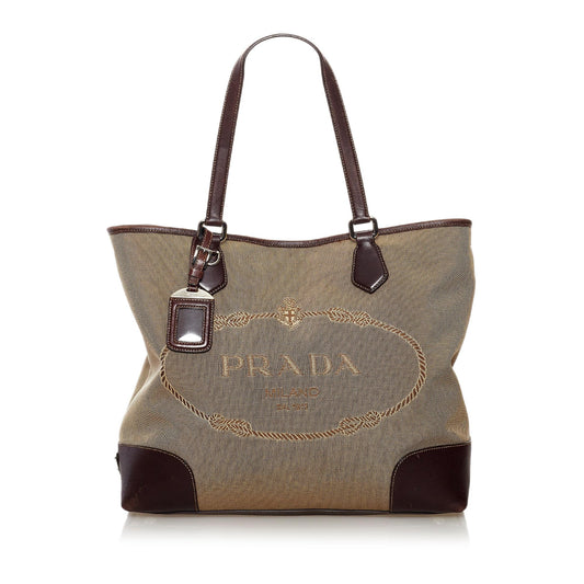 Prada Canapa Logo Canvas Satchel (SHG-32878)