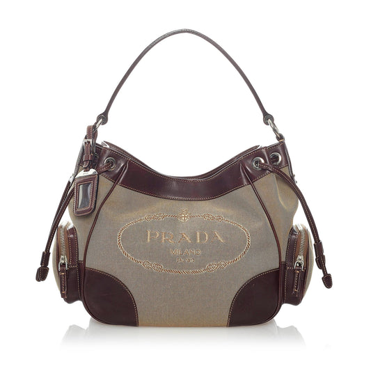 Prada Canapa Logo Canvas Shoulder Bag (SHG-32830)