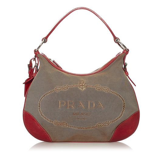 Prada Canapa Logo Canvas Shoulder Bag (SHG-33015)