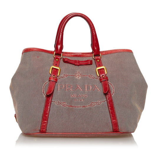 Prada Canapa Logo Canvas Tote Bag (SHG-30601)