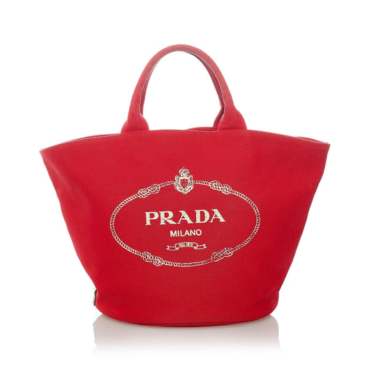 Prada Canapa Logo Canvas Tote Bag (SHG-32065)