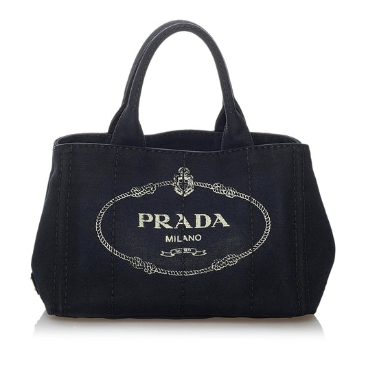 Prada Canapa Logo Denim Satchel (SHG-29950)
