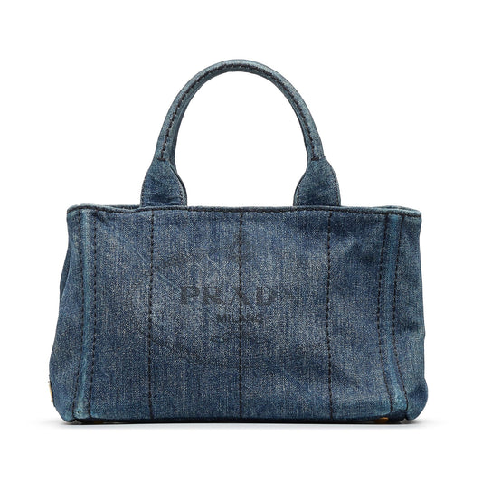Prada Canapa Logo Denim Satchel (SHG-p3QUK4)