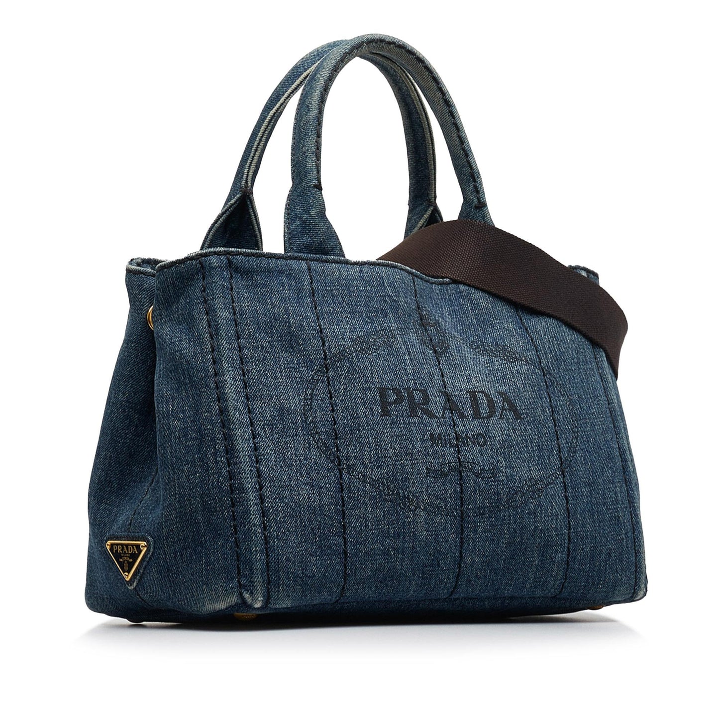 Prada Canapa Logo Denim Satchel (SHG-wkkQcB)