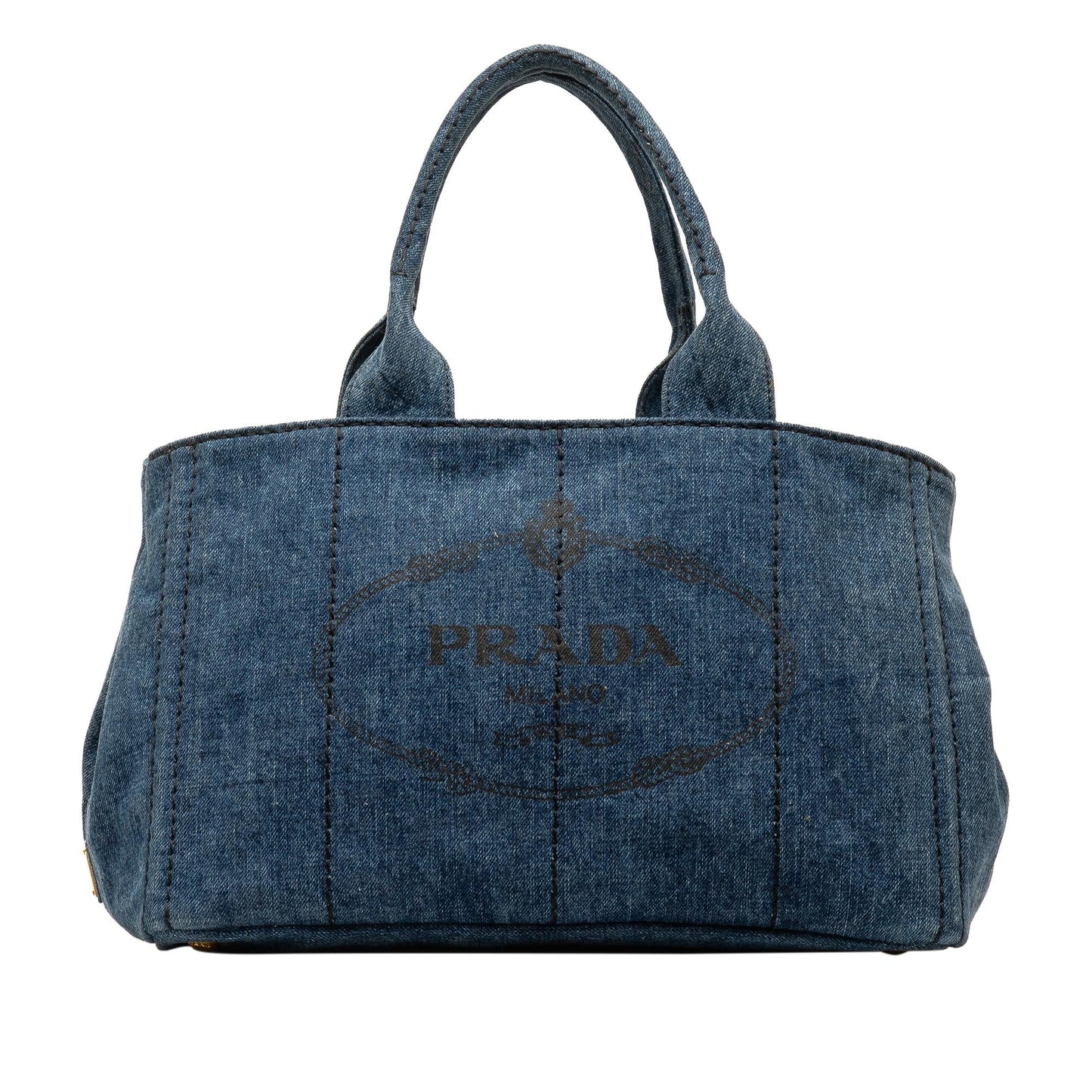Prada Canapa Logo Denim Satchel (SHG-EImZ7i)
