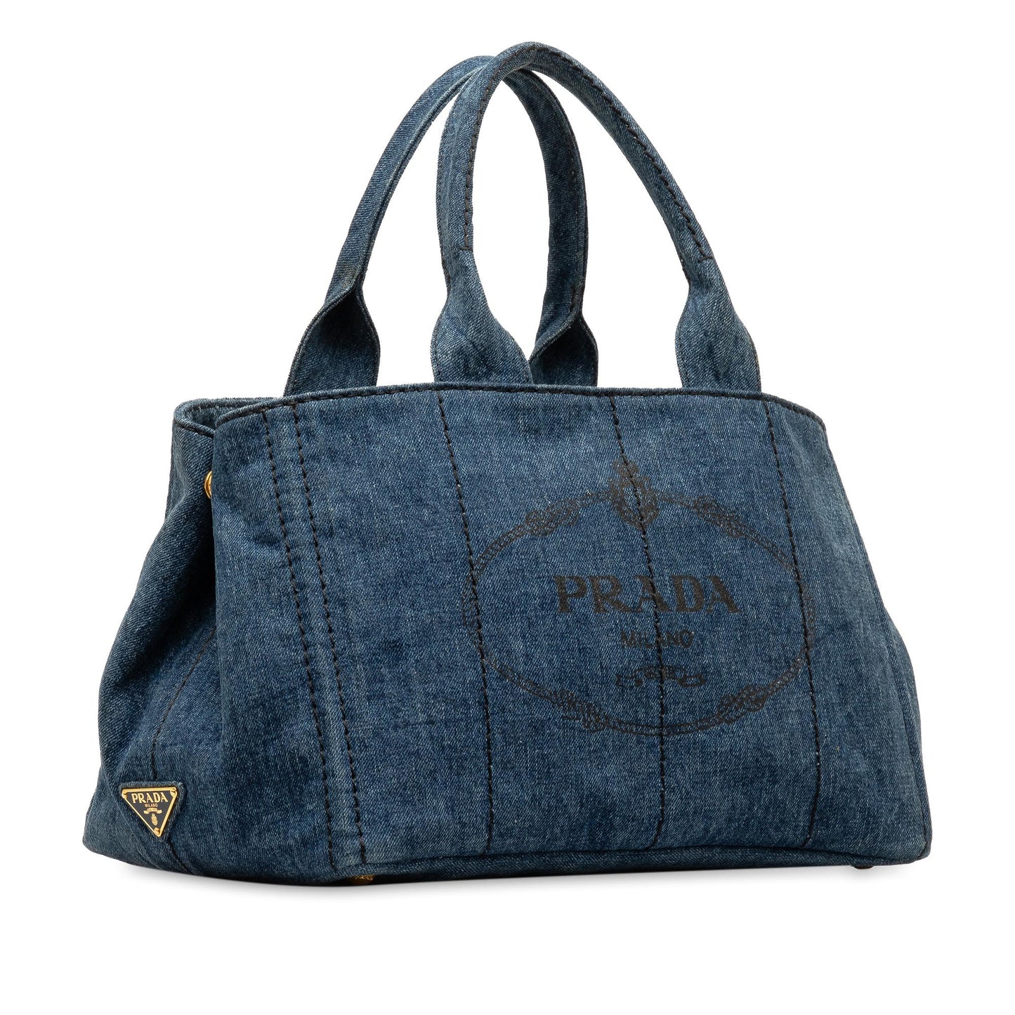 Prada Canapa Logo Denim Satchel (SHG-EImZ7i)