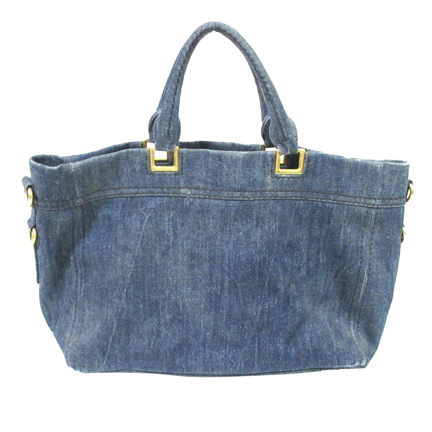Prada Canapa Logo Denim Satchel (SHG-95fGVv)