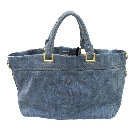 Prada Canapa Logo Denim Satchel (SHG-95fGVv)
