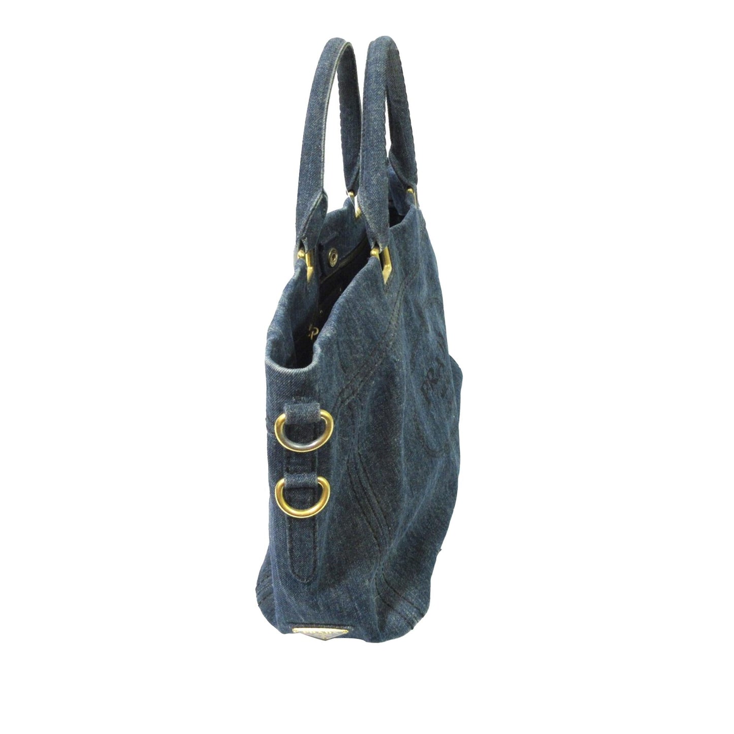 Prada Canapa Logo Denim Satchel (SHG-95fGVv)