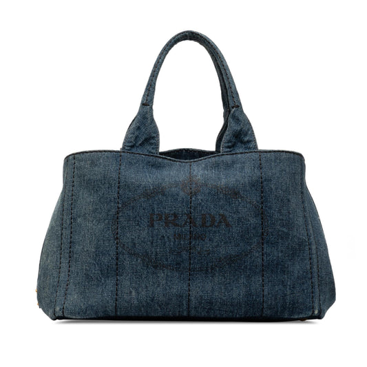 Prada Canapa Logo Denim Tote Bag (SHG-Cat296)